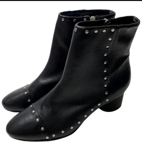 🔥OVER $100 OFF!!🔥8.5 REBECCA MINKOFF ISLEY BLACK CAP TOE 2" HEEL STUDDED BOOTS - Picture 4 of 6
